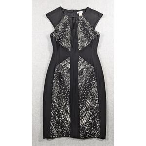 Cache‎ Women Dress Size 2 Animal Print Sheath Cap Sleeve Fitted Keyhole